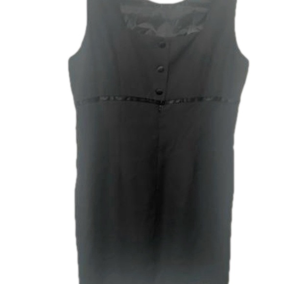Vntg Y2K Little Black Sheath Dress 12P Minimalist Office Siren Classy Timeless - Picture 2 of 7